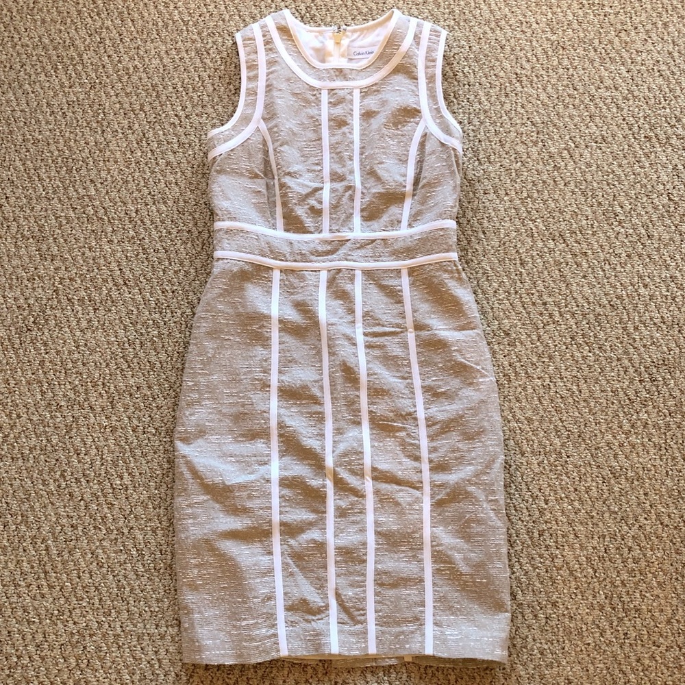 Beige and white Calvin Klein dress